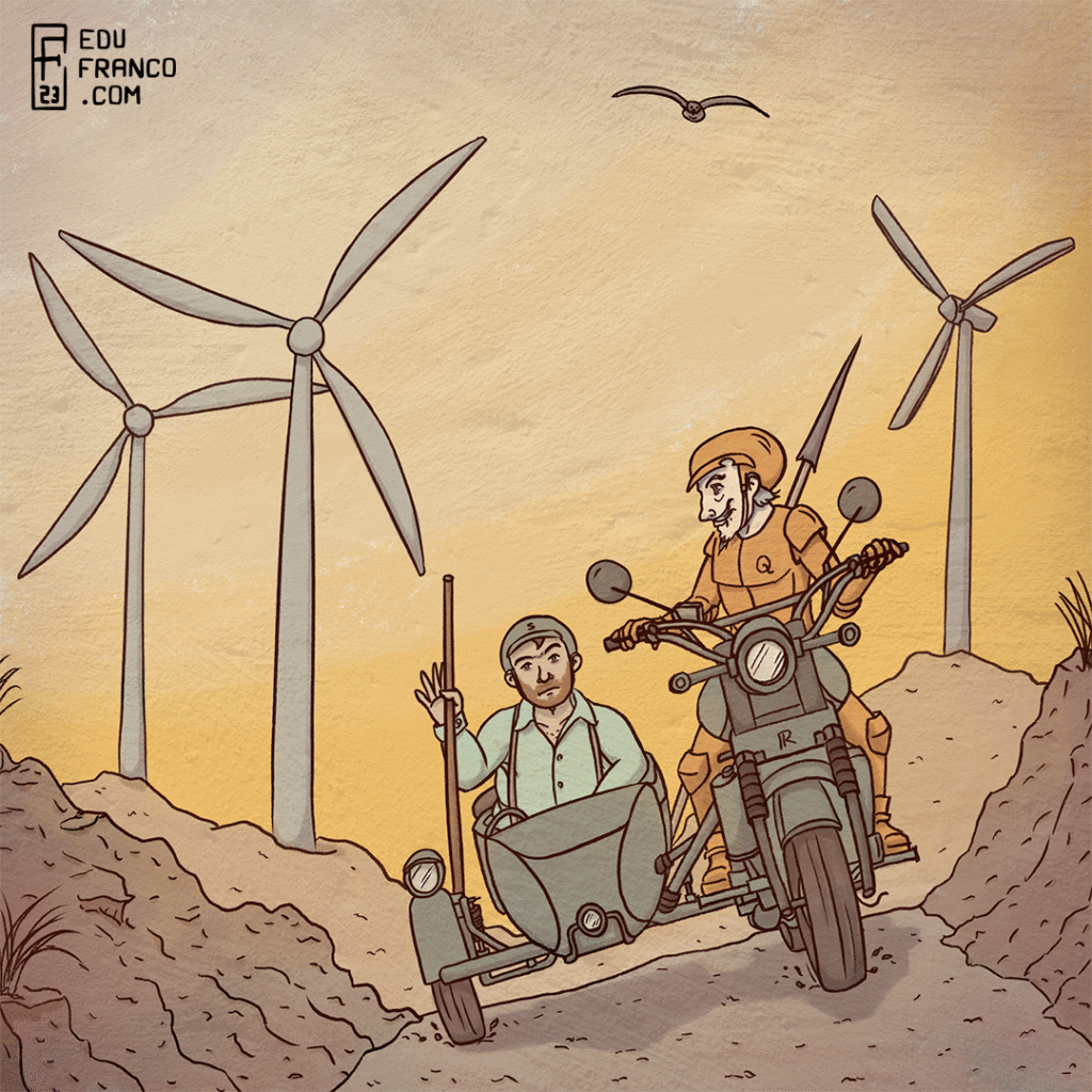 Ilustración don quijote moderno edu franco art ilustrador y animador 2d